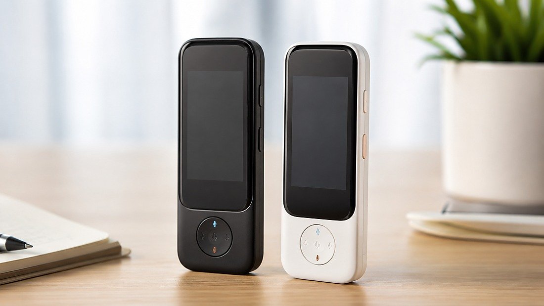 AI translators for healthcare - Black and white AI translator devices with compact portable design
