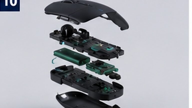Exploded view of AI voice mouse internal structure and components